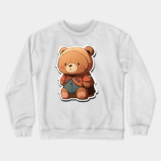 Cute Bear Cartoon Adventurer Adorable Kawaii Animal Crewneck Sweatshirt by kiddo200